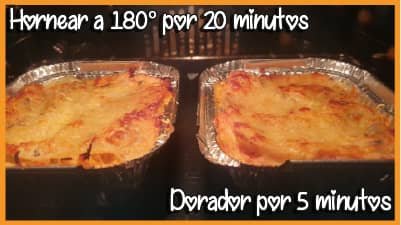 horneando lasaña de pollo a 180 grados centigrados por 20 minutos